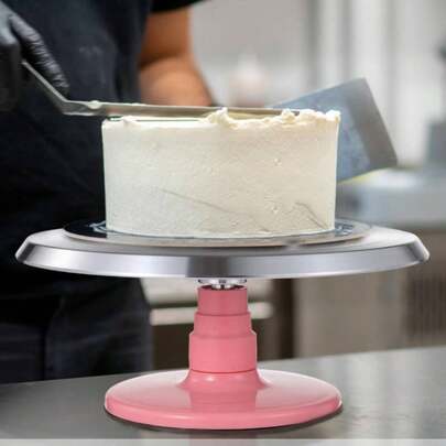 Soporte giratorio para tartas de aleación de aluminio, plato giratorio de 25 cm para decoración de tartas, plataforma antideslizante, rotación suave de 360° para fiestas de decoración de tartas y repostería.