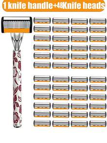 Exquisite And Affordable Men's Manual Safety Shaver, Upgraded To 6-Layer Blades, With Clean And Refreshing Shaving, No Stubble, Smooth And Skin Friendly, Suitable For Various Daily Shaving Scenarios For Men And Women.