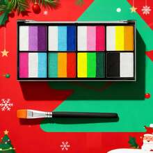 JIHUIPAI 1 Set 23-Color Water-Based Painting Palette With Brush, Rich Colors, Vibrant And High Saturation, Pure Formula, Suitable For Halloween, Christmas, Exhibition, Party And Other DIY Creative Activities, Easy To Clean, Odorless - Dream 8 Grid - View 7