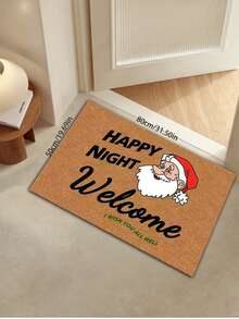 1pc Christmas Red Santa Claus, Yellow Merry Christmas Letter Print Decorative Autumn/Winter Doormat, Home Decor, Soft & Plush, Suitable For Living Room In Front Of Sofa, Bedroom, Kitchen, Hallway, Laundry Room, Entryway