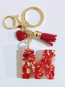 26 种选择红色环氧树脂首字母钥匙扣、可爱心形流苏钥匙扣、时尚包包配件钱包吊坠、派对小礼品，适合作为圣诞节送给朋友的礼物 - 紅色 - 查看 37