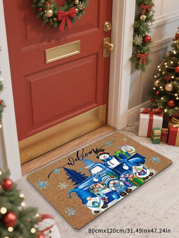 1pc Rustic Snowman Elf Doormat, Soft & Durable, Machine Washable Non-Slip, Suitable For Entryway, Bedroom, Living Room, Bathroom, Reading Room, Indoor Mat, Versatile Decor, Christmas Doormat, Doormat, Small Rug, Welcome Mat, Carpet, Mat, Outdoor Doormat, Kitchen Rug, Home Decor, Front Door Mat, Area Small Rug, Outdoor Mat, Home Decor, Area Rug, Garden Rug, Washable Carpet, Suitable For Party Decoration