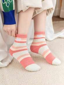 5 Pairs Girls Heart Pattern Cartoon Long Tube Socks, Comfortable Breathable Seamless Sports Socks For 0-14 Years Old Toddlers And Kids, Suitable For All Seasons