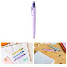 4 Color Pastel Ballpoint Pen With Smooth 1.0 Mm Point And Retractable Design, 3 - Count In Assorted Ink - 粉彩筆桿 + 黑色,藍色,綠色,紅色墨水 + 1 支(3 支裝) - 查看 1