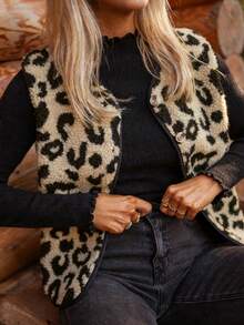 جاكيت صوفية نمط فهد مرقعة مبطنة بالحرارة، مناسبة لعيد الشكر، الارتداء اليومي، معطف الشتاء، متعددة الاستخدامات، جاكيت شتوية مبطنة للنساء