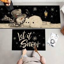 1 pièce Tapis de cuisine en gel de silice imprimé avec motif bonhomme de neige de Noël, tapis rectangulaire pour le salon, la chambre, le couloir, la salle de bain, la buanderie - en polyester, convient pour la décoration intérieure et extérieure de la maison - Multicolore - Voir 31