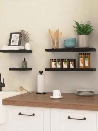 1 pieza Juego de estantes flotantes modernos con acentos decorativos: Cámara retro, jarrones y arte para una exhibición de pared elegante en estilo escandinavo. Estantes flotantes con decoración estética: Cámara retro, impresiones artísticas y portavelas para una organización chic de la pared