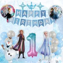 Themed Balloon Set, Includes Olaf Design And 32-Inch Ombre Starry Sky Number Decorative Balloons, Suitable For Girls' Birthday Parties, Celebrations And Themed Parties. - Multicolor - View 3