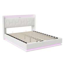 Caluself Stauraumbett 140 x 200 cm mit Lattenrost, gepolstert, Doppelbett für Erwachsene, Stauraumbett 140 x 190 cm mit Lattenrost, ohne Matratze