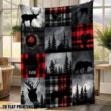 Deep Forest Theme, Bigfoot And Forest, Elk, Bear Patterns,Super Soft Flannel Printed  Blanket,As Birthday Gifts, Family, Wedding, Souvenir Blankets, Polyester Blankets Suitable For All Seasons, Washable, Machine Washable, Lightweight, Breathable, Comfortable, Warm, Unique, 280gsm For Him, Her Personalized Ideal Gifts For Her, Him, Family, Boyfriend, Girlfriend, Father, Family, Mother, Lover, Daughter, Son, Grandfather, Grandmother, Friend, Classmate, Pet.    Perfect Nap, Camping, Travel, Home, Daily Life, Office Decoration, Birthday, Anniversary, Valentine's Day, Thanksgiving, Christmas, Halloween, Mother's Day, Father's Day, Wedding, New Year Gifts ,Sofa,Bed,Car,Bedroom,Living Room,Office,  Outdoor Camping, Beach,Wall Decoration - Nhiều màu 20 - Xem 1