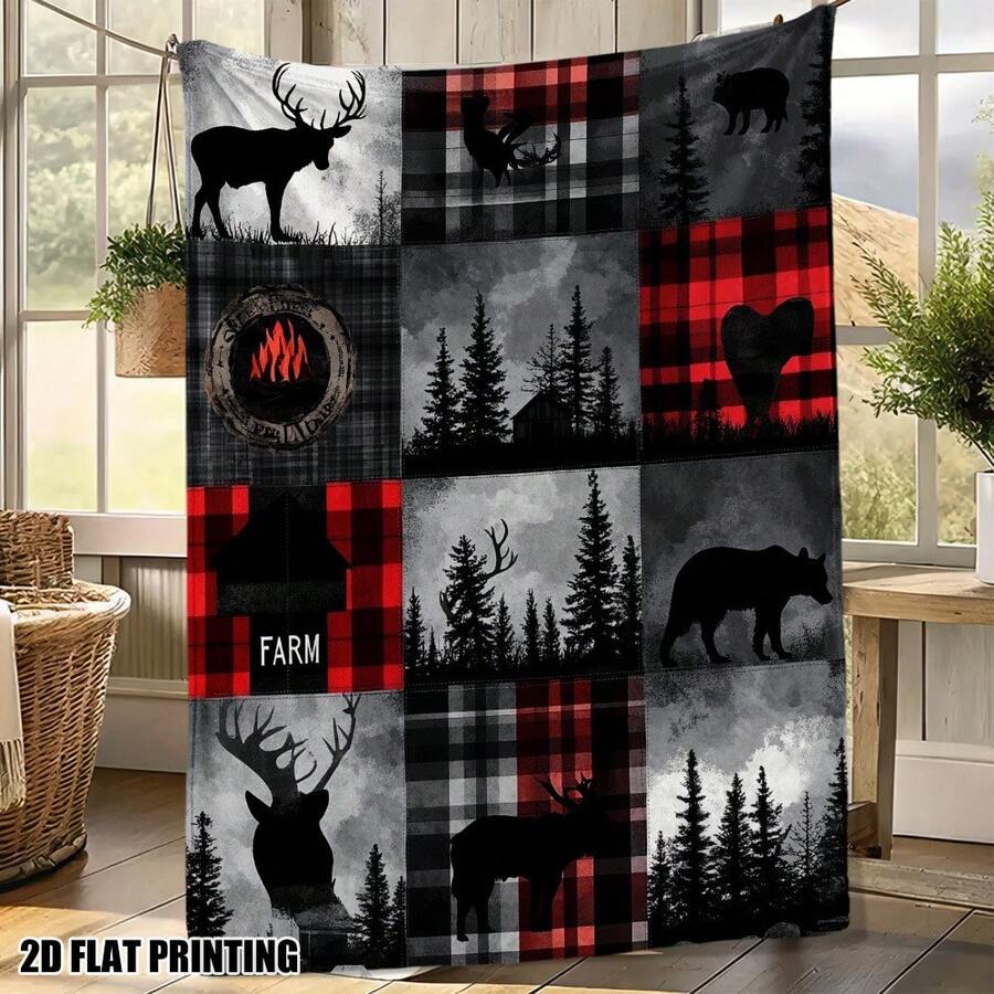 Deep Forest Theme, Bigfoot And Forest, Elk, Bear Patterns,Super Soft Flannel Printed Blanket,As Birthday Gifts, Family, Wedding, Souvenir Blankets, Polyester Blankets Suitable For All Seasons, Washable, Machine Washable, Lightweight, Breathable, Comfortable, Warm, Unique, 280gsm For Him, Her Personalized Ideal Gifts For Her, Him, Family, Boyfriend, Girlfriend, Father, Family, Mother, Lover, Daughter, Son, Grandfather, Grandmother, Friend, Classmate, Pet. Perfect Nap, Camping, Travel, Home, Daily Life, Office Decoration, Birthday, Anniversary, Valentine's Day, Thanksgiving, Christmas, Halloween, Mother's Day, Father's Day, Wedding, New Year Gifts ,Sofa,Bed,Car,Bedroom,Living Room,Office, Outdoor Camping, Beach,Wall Decoration - Nhiều màu 20 - Xem 1