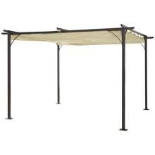 Retractable Awning Cover Modern Archway Sun Shade Steel Pergola - Beige - View 4