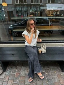 Senya 2026 Women's New Casual Elegant Short Sleeve Knit Sweater, Soft Knit, Loose Fit, Suitable For Spring And Summer Wear, Solid Color Turtleneck, Suitable For Daily Commute, Office Wear And Airport Outfit.