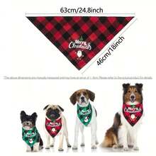 2pcs Adjustable Merry Christmas Pet Bandanas Polyester Green And Red Buffalo Plaid Santa Claus Snowman Gingerbread Man Pattern Pet Scarf Bib Suitable For Cats And Dogs Christmas Decorations For Home 2025 Gifts Party Supplies Fabric