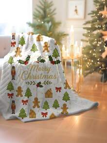 Personalisierte Weihnachtsdecke mit Namen, individuelle Feiertags-Überwurf, gemütliche Winterdekoration, festliches Kritzelmuster, Weihnachtsgeschenkidee