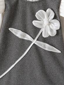 Young Girl' Fashionable Cute Floral Dress + Adorable Hat Set - Grey - View 4