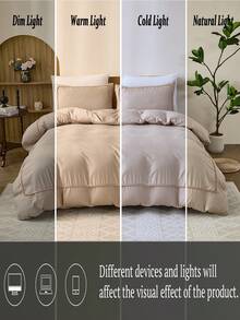 Bộ ga trải giường 3 món có tua rua bông xù (1 ga trải giường + 2 vỏ gối, không bao gồm chăn bông), bộ đồ giường màu xám cổ điển sang trọng, chất liệu polyester mềm mại, thoáng khí, nhẹ, trang trí phòng ký túc xá, phù hợp với nhiều kích cỡ giường. - Nhiều màu - Xem 10