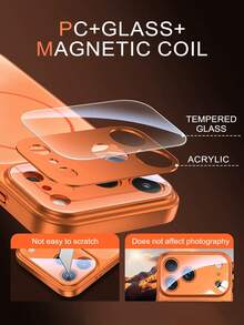 El vidrio esmerilado grande es adecuado para la funda del teléfono Apple 17promaxip17 con función magnética antihuellas - Naranja - Ver 2