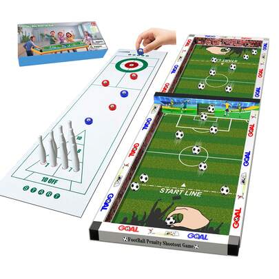 1 Set Football Goal Shooting&Curling​&Shuffleboard&Bowling 4in1 WinGames - Fun Family Game For Kids And Adults All Ages