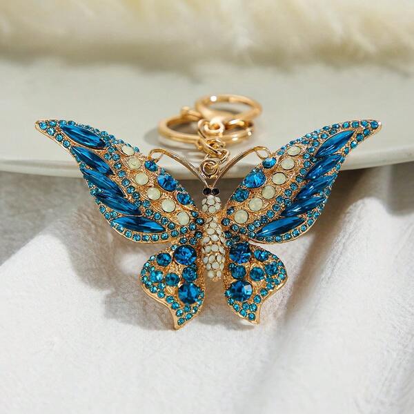 Llavero de metal con mariposa hueca de strass, regalo pequeño y creativo, mejor opción para fiestas y regalos, adecuado para mujeres, regalo de cumpleaños, accesorio esencial para todo el año | Regalo de cumpleaños/aniversario/San Valentín | Joyería hecha a mano, adornos para bolsas de Navidad, accesorios para autos, ideas de regalo para maestros, amigos, hermanas