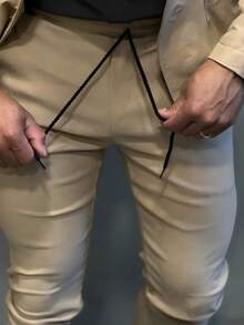 Men's Set Blazer Pants Slim Suit Formal Fashion - Beige - View 3