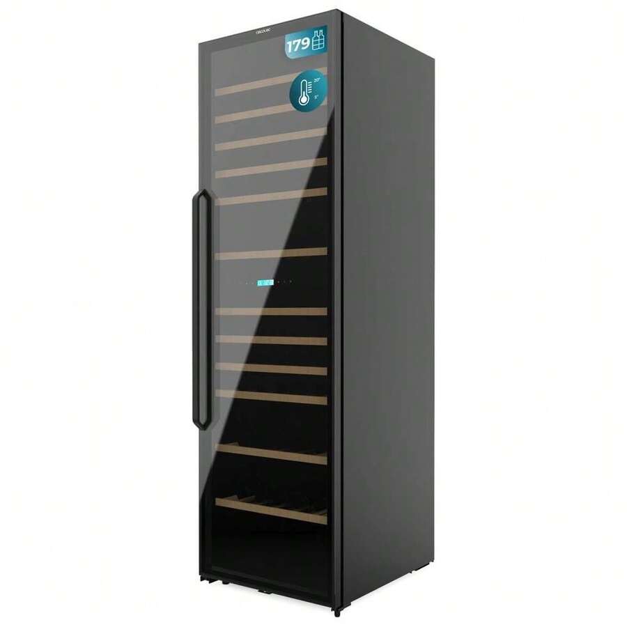 Adega Cecotec Bolero GrandSommelier Duo 176000 Black para 176 garrafas. Dupla temperatura, proteção UV, alarme de temperatura.