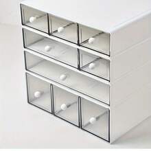 Stackable Drawer Style Makeup Organizer Box, Desktop Stationery Storage Container, Freely Combinable Multi-Layer - Multicolor - View 10