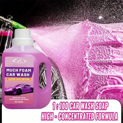 500ml Car Foam Wash Liquid, High Concentration Pink Foam Car Wash Wax, Builds And Restores Ceramic Coating, Rich In Bubble Soap, For Car Paint Nourishment And Protection, All-In-One Car Care Solution