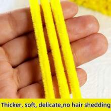 200pcs Fluorescent Yellow Fluff Stems, Handmade Materials, Suitable For DIY Craft Projects, Fluff Stems, Fluff Stem Crafts, Creative Handmade Fluff Stems For Making Flowers, Fluff Stem Crafts, Home & Holiday DIY Craft Supplies/Fluorescent Yellow - Multicolor - View 5