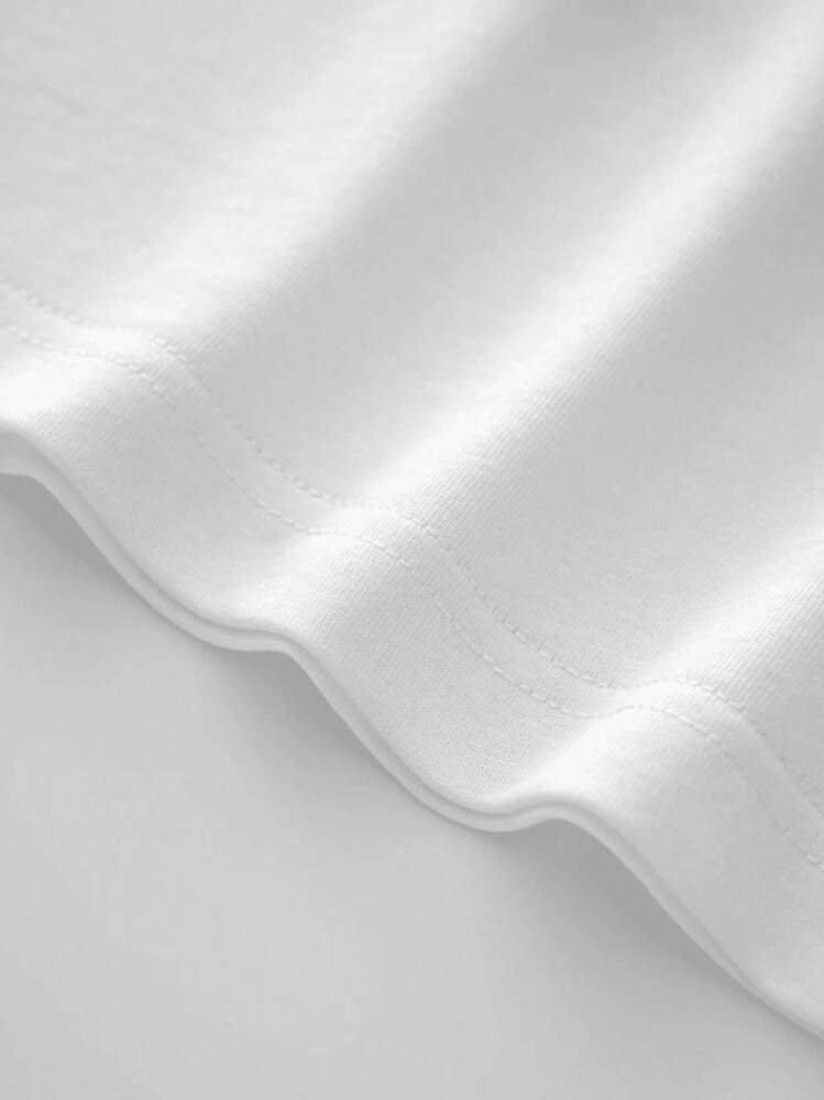 Camiseta blanca de mujer con estampado de trébol y palabra Lucky", estilo casual moderno, cuello redondo, manga corta, tejido suave y cómodo para verano - Blanco - Añade 5
