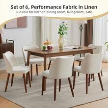 strundghti Modern Dining Chair Set Of 4, Linen Upholstered Kitchen Chair With Sold Wood Legs, Wing Backrest, Wooden Dinner Table, Accent Chair For Dining Room, Living Room - White Linen-4pcs - 查看 7