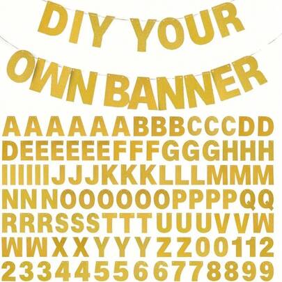 110 Stücke DIY Buchstaben Banner Glitzer Banner Set mit 107 Buchstaben & Zahlen, 1 Seil & 2 Stecknadeln Dekoration für Geburtstags-Party, Babyparty (Gold), geeignet für Geburtstag, Hochzeit, Weihnachten, Halloween, Valentinstag, Erntedankfest, Neujahr, Jahrestag, Junggesellenabschied, perfekt für Party Dekoration und Geschenke, Feier für alle Jahreszeiten, Mehrzweck Feiertags Banner, Szenen Dekoration, Heimdekoration, Zimmer Dekoration, Garten Dekoration, Outdoor Dekoration, Feiertags Dekoration