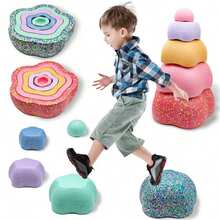 5 件彩色踏脚石平衡玩具，适合儿童 - 有趣的过河和海滩玩具套装，适合户外和室内玩耍，完美的圣诞节和万圣节礼物，户外活动 | 彩色踏脚石 | 光滑表面，儿童玩具 - 彩色 - 查看 2