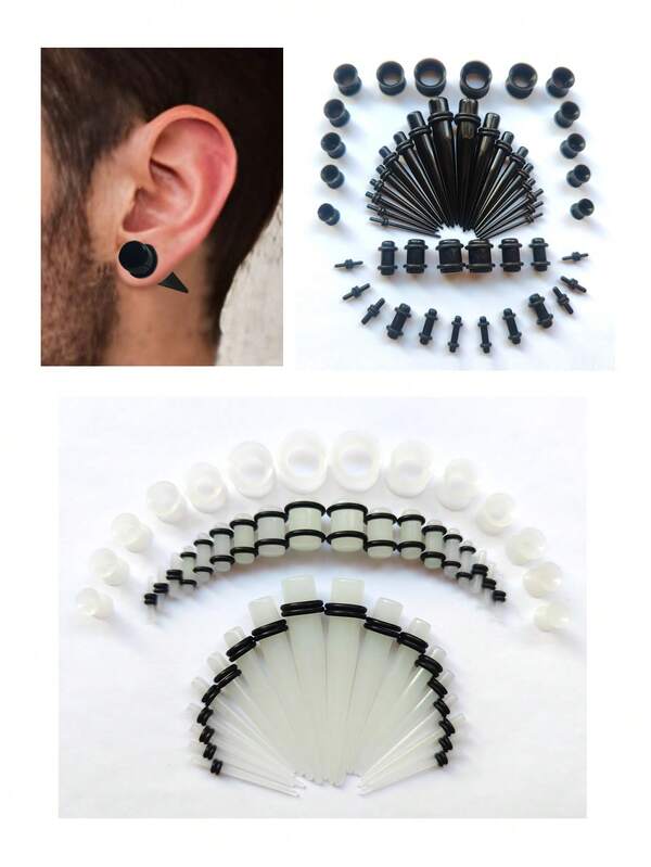 49+1pcs/Set Popular Body Piercing Jewelry Ear Gauges Stretchers Kits, Suitable For Men And Women