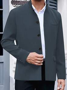 RANTAR Mens Casual Suit Blazer Jackets Stand Mandarin Collar Lightweight Lined Business Dress Sport Coats - 藏蓝色 - 查看 7