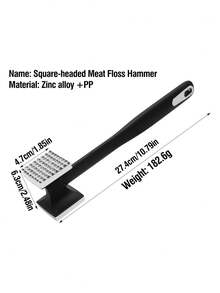 1pc Zinc Alloy Square Meat Tenderizer, Gold/Silver Double-Sided Meat Pounder For Home Use, Versatile Kitchen Tool With Nut Cracker And Spice Grinder