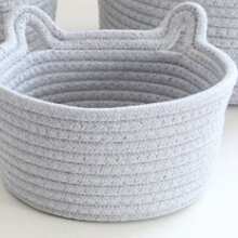 Personalized Woven Storage Basket, Customizable Name - Embroidered Rope Woven Storage Rack, Suitable For Nursery, Home Decor, Newborn Gift - Multicolor - View 11