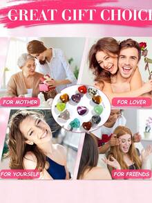 Conjunto de Cristais Naturais e Pedras de Cura a Granel, Presentes de Corações de Gemas, Pedras Preciosas, Corações de Cristal, Pedras Polidas de Bolso, Pedras de Chakra, Ametista, Quartzo Rosa, Reiki, Presentes de Natal para Mulheres e Homens 1,5 cm