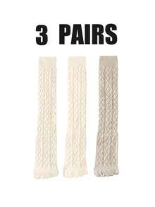 1/3/6 Pairs Women Solid Color Two-Toe Socks, Five-Finger Socks, Autumn/Winter Merino Color Versatile Mid-Calf Socks, Women Diamond Grid Toe Socks - Multicolor - View 8
