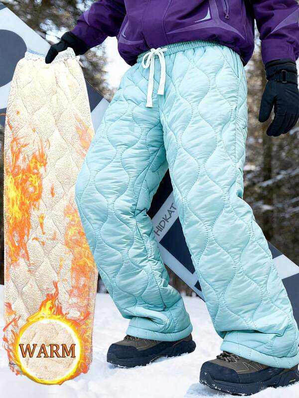 Men's Winter Fashionable Sherpa Lined Casual Pants, Argyle Pattern Design, Warm For Winter, Suitable For Casual & Outdoor Wear