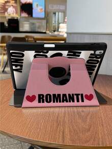 1 Piece, Creative Text Love Double-Sided Printed IPad Tablet Protective Cover, 3-Fold Rotating Anti Bending Transparent Acrylic Hard Shell, Thickened Silicone Four Corner Anti Drop Design, Missing Marked Hole Position, Supports Automatic Wake-Up/Sleep Function, Compatible With IPad 10/9/Pro 11 2024/IPad 11