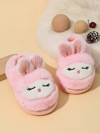 Chinelos internos de forro de lã quentes, leves, antiderrapantes e resistentes ao desgaste, de moda infantil para o inverno