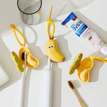 1pc Cute Banana Toothbrush Protective Cap, Portable Dust-Proof Cover, Toothbrush & Toothpaste Storage Box, Compact & Convenient
