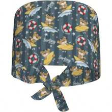 Gorra de trabajo ajustable para enfermeras y mdicos con tela que absorbe la humedad - Lindo mapa de surf de oso de dibujos animados - Ver 2