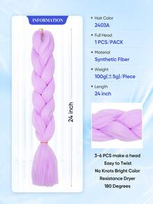 1pc 24 Inch 100g/Pc Jumbo Braiding Hair Extensions, Available In Blue, Pink, Purple, Gray, Brown Colors, Suitable For Women's Daily, Festivals, Parties, Christmas, Music Festivals, Carnivals, New Year, Can Be Given As Gifts. Second-Hand Yaki Hair Extensions. - Multicolor - View 5