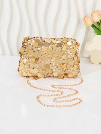 女孩闪光亮片手机袋，轻便斜挎包，适合派对、购物，优雅时尚