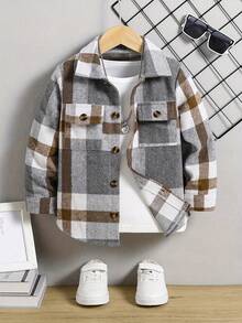 儿童格子衬衫牛仔裤套装（两件套），男童休闲格子衬衫搭配牛仔裤，经典款式 - 彩色 - 查看 3