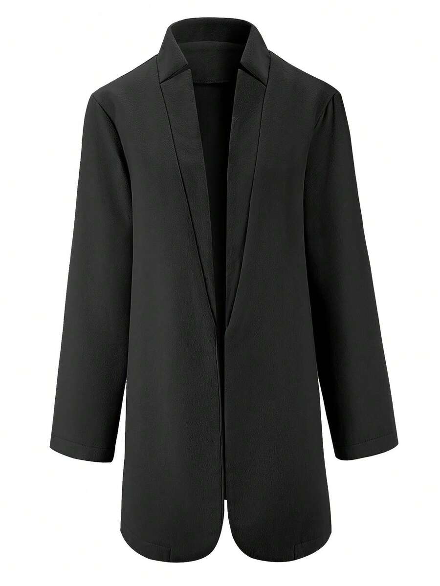Abrigo cómodo de largo medio y color liso para mujer Diseño informal y estilizado, gabardina de otoño/invierno, abrigo de color liso para mujer, corte regular