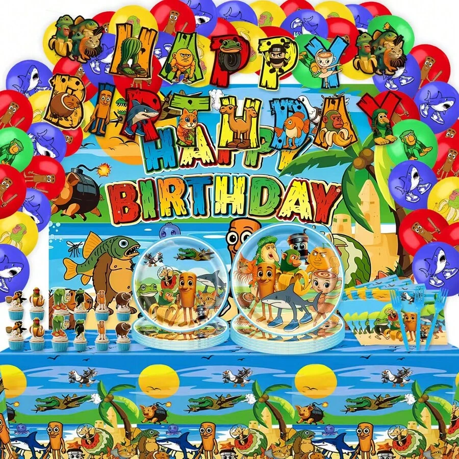 Shan Hai Jing Themed Birthday Party Decorations - Pennants, Paper Plates, Paper Cups - Multicolor - View 1