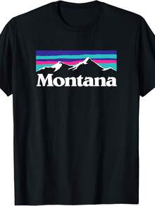Montana Retro Vintage Mountain Outdoors State Graphic T-Shirt - 款式3 - 查看 1